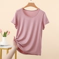 thumbnail image 1 of ClodeEU Women's Short Sleeve Scoop Neck Loose T-Shirt,Solid Color Casual Summer Tee Pink,Women's Plus L, 1 of 8