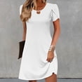thumbnail image 1 of ClodeEU Women's Simple T Shirt Loose Dress,Cut Out Neckline,Short Sleeve Casual Mini Dress A-White,Womens Plus XXL, 1 of 5