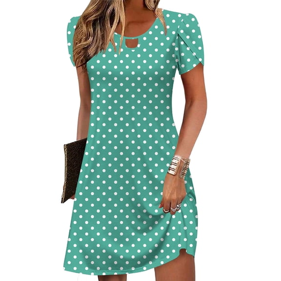 ClodeEU Women's Simple T Shirt Loose Dress,Cut Out Neckline,Short Sleeve Casual Mini Dress B-Mint Green,Womens Plus XXL