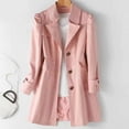 thumbnail image 1 of ClodeEU Women's Single Breasted Mid Length Trench Coat,Lapel Puff Sleeve Overcoat Wind proof Classic Outerwear Pink,Womens Plus M, 1 of 6