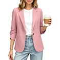 thumbnail image 1 of ClodeEU Women's Single Button 3/4 Sleeve Blazer,Casual Lightweight Lapel Work Jacket Pink,Women's Plus XL, 1 of 7