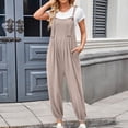 thumbnail image 1 of ClodeEU Women's Sleeveless Adjustable Straps Jumpsuits,Loose Harem Bib Jumpsuits with Pockets Khaki,Womens Plus XL, 1 of 5
