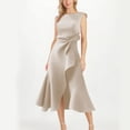 thumbnail image 1 of ClodeEU Women's Sleeveless Asymmetrical Ruffle Hem Midi Dress, Ruched Waist Bodycon Party Dress Khaki,Women's Plus XL, 1 of 7