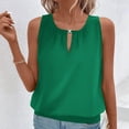 thumbnail image 1 of ClodeEU Women's Sleeveless Blouse Keyhole Neck Ruched Solid Color Tank Top Green,Womens Plus XL, 1 of 8