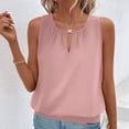 thumbnail image 1 of ClodeEU Women's Sleeveless Blouse Keyhole Neck Ruched Solid Color Tank Top Pink,Womens Plus L, 1 of 8