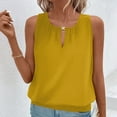 thumbnail image 1 of ClodeEU Women's Sleeveless Blouse Keyhole Neck Ruched Solid Color Tank Top Yellow,Womens Plus M, 1 of 8