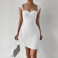 thumbnail image 1 of ClodeEU Women's Sleeveless Bodycon Mini Dress,Basic Solid Slim Fit Dress White,Women's Plus XL, 1 of 7