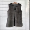 thumbnail image 1 of ClodeEU Women's Sleeveless Faux Fur Short Jacket,No Closure Pluash Loose Soft Cozy Trendy Vest Dark Gray,Womens Plus L, 1 of 3