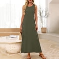 thumbnail image 1 of ClodeEU Women's Sleeveless Round Neck Flowy Maxi Dress,Casual Loose Fit Swing Dress with Pockets Army Green,Women's Plus L, 1 of 8