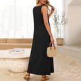 thumbnail image 1 of ClodeEU Women's Sleeveless Round Neck Flowy Maxi Dress,Casual Loose Fit Swing Dress with Pockets Black,Women's Plus S, 1 of 8