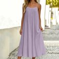 thumbnail image 1 of ClodeEU Women's Sleeveless Spaghetti Strap A Line Midi Dress,Casual Flowy Loose Vacation Dress Purple,Women's Plus XXL, 1 of 6