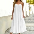 thumbnail image 1 of ClodeEU Women's Sleeveless Spaghetti Strap A Line Midi Dress,Casual Flowy Loose Vacation Dress White,Women's Plus XL, 1 of 6