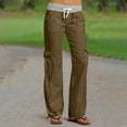 thumbnail image 1 of ClodeEU Women's Solid Color Cargo Pants with Pockets,Straight Leg Casual Loose Fit Athletic Long Trousers Khaki,Womens Plus M, 1 of 8