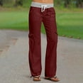 thumbnail image 1 of ClodeEU Women's Solid Color Cargo Pants with Pockets,Straight Leg Casual Loose Fit Athletic Long Trousers Wine,Womens Plus XL, 1 of 8