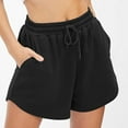 thumbnail image 1 of ClodeEU Women's Solid Color Drawstring Elastic Waist Knee Length Shorts ,Casual Summer Bermuda Pants Black,Womens Plus XXL, 1 of 8