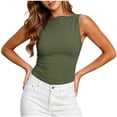 thumbnail image 1 of ClodeEU Women's Solid Color Sleeveless Tank Top ,Comfortable Y2K Layering Blouse Army Green,Women's Plus L, 1 of 6