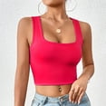 thumbnail image 1 of ClodeEU Women's Solid Color Slim Fit Cropped Sleeveless Sports Tank Top，Casual Athletic Crop Tops Hot Pink,Womens Plus XS, 1 of 4