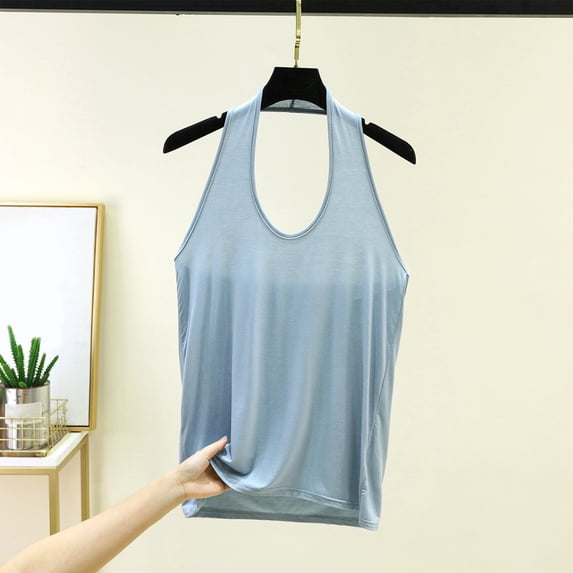 ClodeEU Women's Solid Color Spaghetti Strap Camisole, Basic Sleeveless Layering Tank Tops Light Blue,Womens Plus XXL