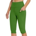 thumbnail image 1 of ClodeEU Women's Solid Color Stretch Yoga Capri Pants with Pockets ,Comfortable Athletic Leggings Green,Womens Plus L, 1 of 8