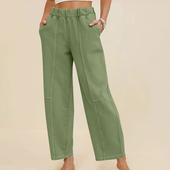 ClodeEU Women's Solid Color Sweatpants,Casual Sweatpants With Pockets, Elastic Waist Lounge Pants Green,Womens Plus S