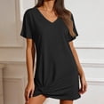 thumbnail image 1 of ClodeEU Women's Solid Color V Neck Short Sleeve Beach Cover Up Dress,Casual Summer Swimwear Bikini Cover Up Dress Black,Women's Plus M, 1 of 7