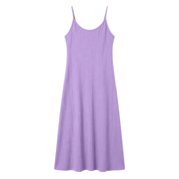 ClodeEU Women's Spaghetti Strap Sleeveless Midi Dress,Casual A-Line Slip Dress Purple,Women's Plus L