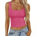 thumbnail image 1 of ClodeEU Women's Square Neck Ribbed Crop Tank Top, Sleeveless Form Fitting Camisole Hot Pink,Womens Plus XXL, 1 of 6