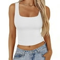 thumbnail image 1 of ClodeEU Women's Square Neck Ribbed Crop Tank Top, Sleeveless Form Fitting Camisole White,Womens Plus L, 1 of 6