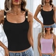 thumbnail image 1 of ClodeEU Women's Square Neck Spaghetti Strap Tank Top ,Summer Sleeveless Double Lined Basic Going Out Top Purple,Womens Plus L, 1 of 7
