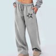 thumbnail image 1 of ClodeEU Women's Star Print Sweatpants,Elastic Waist With Drawstring , Baggy Wide Leg Sweatpants with Pockets Gray,Womens Plus S, 1 of 5