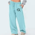 thumbnail image 1 of ClodeEU Women's Star Print Sweatpants,Elastic Waist With Drawstring , Baggy Wide Leg Sweatpants with Pockets Light Blue,Womens Plus S, 1 of 5