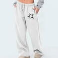 thumbnail image 1 of ClodeEU Women's Star Print Sweatpants,Elastic Waist With Drawstring , Baggy Wide Leg Sweatpants with Pockets White,Womens Plus S, 1 of 6