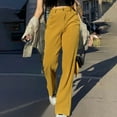 thumbnail image 1 of ClodeEU Women's Straight Leg Pants,Corduroy Loose Pant,Mid Rise Baggy Pocket Pants Yellow,Womens Plus XL, 1 of 4