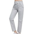 thumbnail image 1 of ClodeEU Women's Straight Leg Pants Drawstring Bottom with Pockets, Solid Color Casual Trousers Gray,Womens Plus XL, 1 of 4