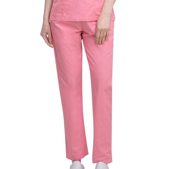 ClodeEU Women's Straight Leg Pants Drawstring Bottom with Pockets, Solid Color Casual Trousers Hot Pink,Womens Plus S