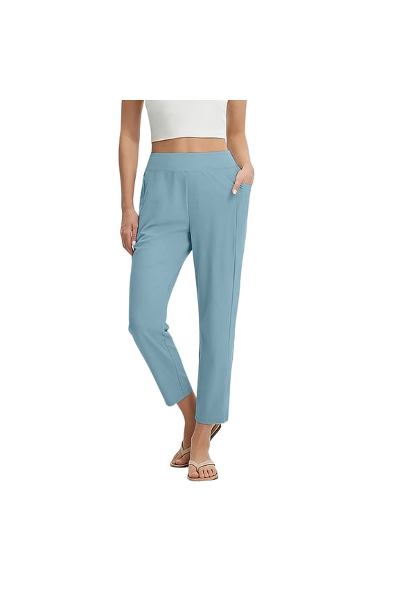 Women's Stretch 7/8 Yoga Pants,Comfortable Athletic Ankle Length Pants for Work Sky Blue,Womens Plus XL