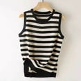 thumbnail image 1 of ClodeEU Women's Striped Crew Neck Tank Top, Casual Sleeveless Knit Blouse for Summer Black,Womens Plus XL, 1 of 3