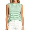 thumbnail image 1 of ClodeEU Women's Striped Crewneck Sleeveless Tank Top with Butterfly Back ,Solid Color Casual Summer Top Green,Women's Plus S, 1 of 6