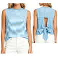 thumbnail image 1 of ClodeEU Women's Striped Crewneck Sleeveless Tank Top with Butterfly Back ,Solid Color Casual Summer Top Light Blue,Women's Plus M, 1 of 7