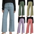 thumbnail image 1 of ClodeEU Women's Striped High Rise Wide Leg Cropped Pant, Casual Slim Ankle Length Pants with Pockets Blue,Women's Plus M, 1 of 5