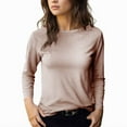 thumbnail image 1 of ClodeEU Women's Striped Long Sleeve T Shirt,Crewneck Slim Fit Tee,Casual Fall Underscrubs T Shirt Khaki,Womens Plus XL, 1 of 4