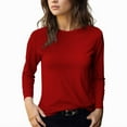 thumbnail image 1 of ClodeEU Women's Striped Long Sleeve T Shirt,Crewneck Slim Fit Tee,Casual Fall Underscrubs T Shirt Red,Womens Plus S, 1 of 4