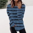 thumbnail image 1 of ClodeEU Women's Striped Long Sleeve T-Shirt,Fall Crew Neck T Shirts, Loose Casual Blouses Tops Dark Blue,Womens Plus S, 1 of 5