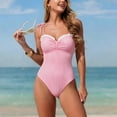 thumbnail image 1 of ClodeEU Women’s Striped One Piece Swimsuits, Tie Shoulder High Cut Tummy Control Bathing Suit , Summer Beach Swimwear Pink,Womens Plus L, 1 of 7