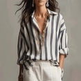 thumbnail image 1 of ClodeEU Women's Striped Oversized Button Down Shirt,Casual Loose Fit Long Sleeve Blouse Gray,Women's Plus XL, 1 of 6