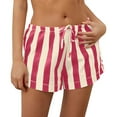 thumbnail image 1 of ClodeEU Women's Striped Tie Front Low Rise Shorts ,Casual Beach Summer Bottoms Pink,Womens Plus S, 1 of 7