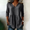 thumbnail image 1 of ClodeEU Women's Striped V Neck 3/4 Sleeve Tunic T-Shirt,Solid Color Casual Summer Top Black,Women's Plus L, 1 of 6