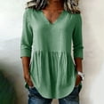 thumbnail image 1 of ClodeEU Women's Striped V Neck 3/4 Sleeve Tunic T-Shirt,Solid Color Casual Summer Top Green,Women's Plus XXL, 1 of 6