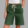 thumbnail image 1 of ClodeEU Women's Summer Elastic Waist Knee Length Shorts,Casual Bermuda Pants Army Green,Womens Plus XXXL, 1 of 6