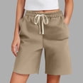 thumbnail image 1 of ClodeEU Women's Summer Elastic Waist Knee Length Shorts,Casual Bermuda Pants Khaki,Womens Plus XXXXL, 1 of 6